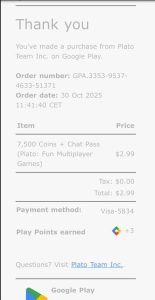 رسید گوگل پلی پرداخت توسط ویزا کارت معین گیفت