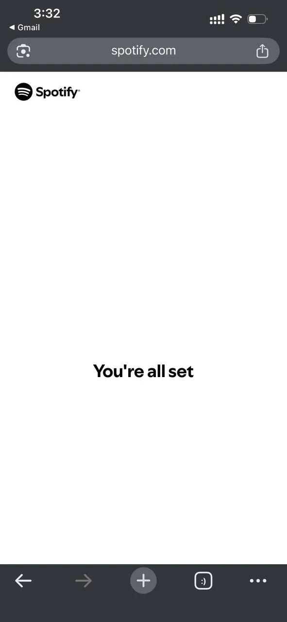 صفحه تایید نهایی پرداخت اسپاتیفای - You're all set